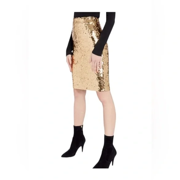 Alice + Olivia | Skirts | Alice Olivia Ramos Fitted Gold Sequin Skirt Size  6 | Poshmark